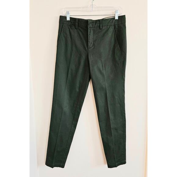 Vince Women's Mid-Rise Italian Stretch-Cotton Chino Pant, size 4, dark green - Picture 1 of 12